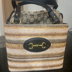 Gucci satchel vintage straw bag.